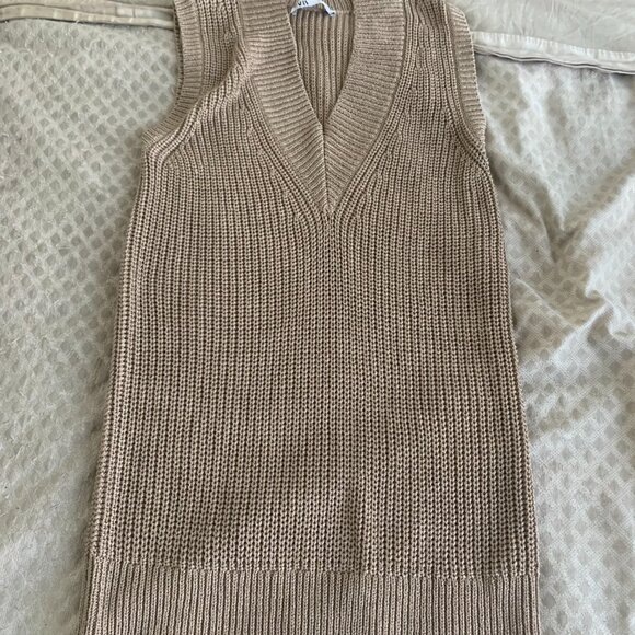 Zara Knit Sweater Vest Dress brown / beige size M - Picture 3 of 6